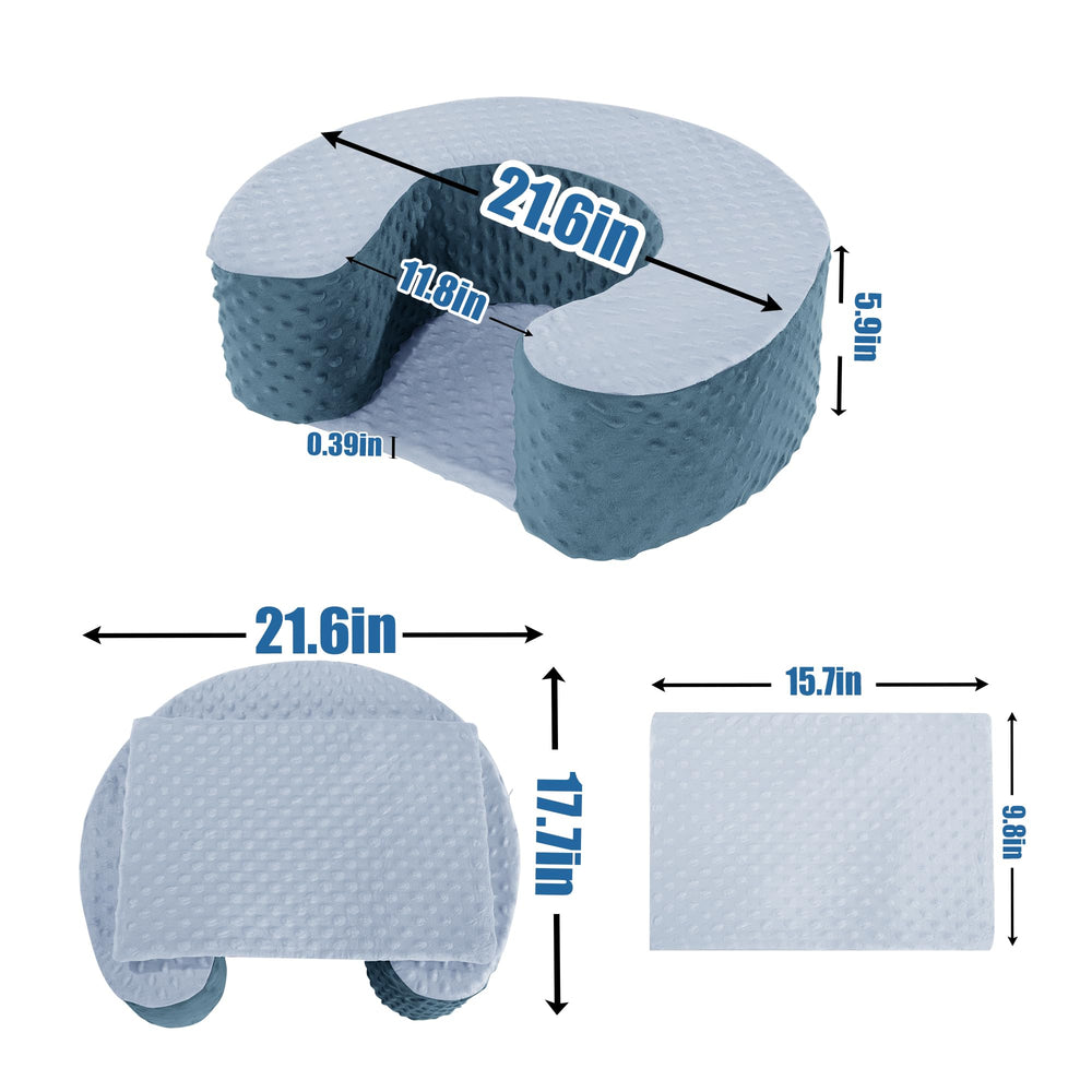 MABOZOO Sit Up Pillow blue side view demonstrates stable ergonomic support.