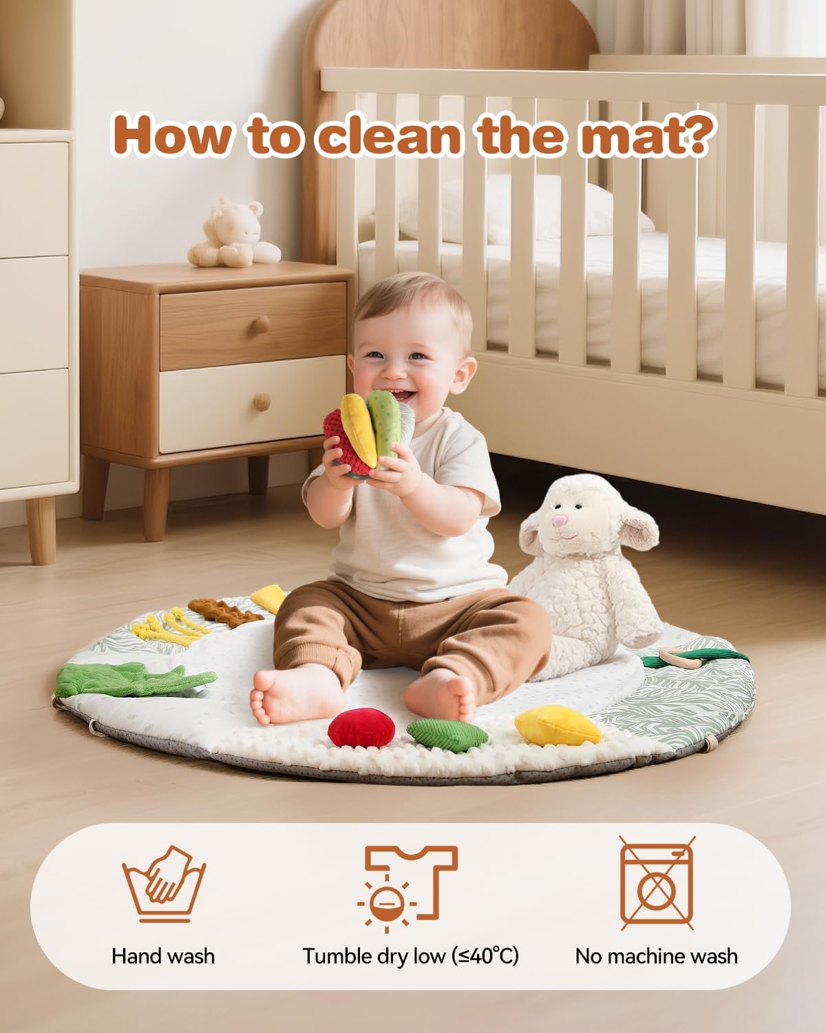 Macabaka sensory ball promotes grasp, roll, and reaching during floor play