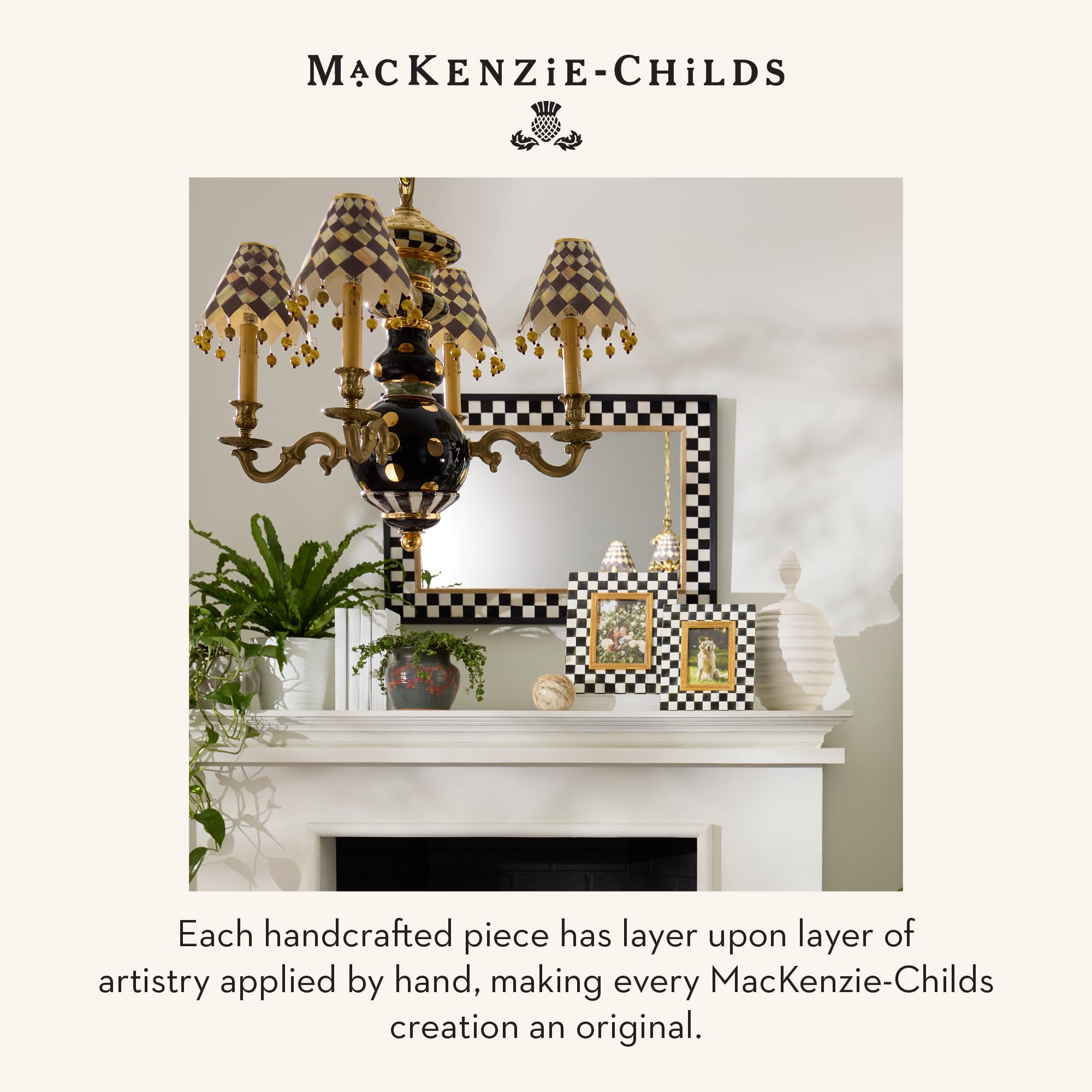 MacKenzie-Childs easel stand presents easy tabletop display.