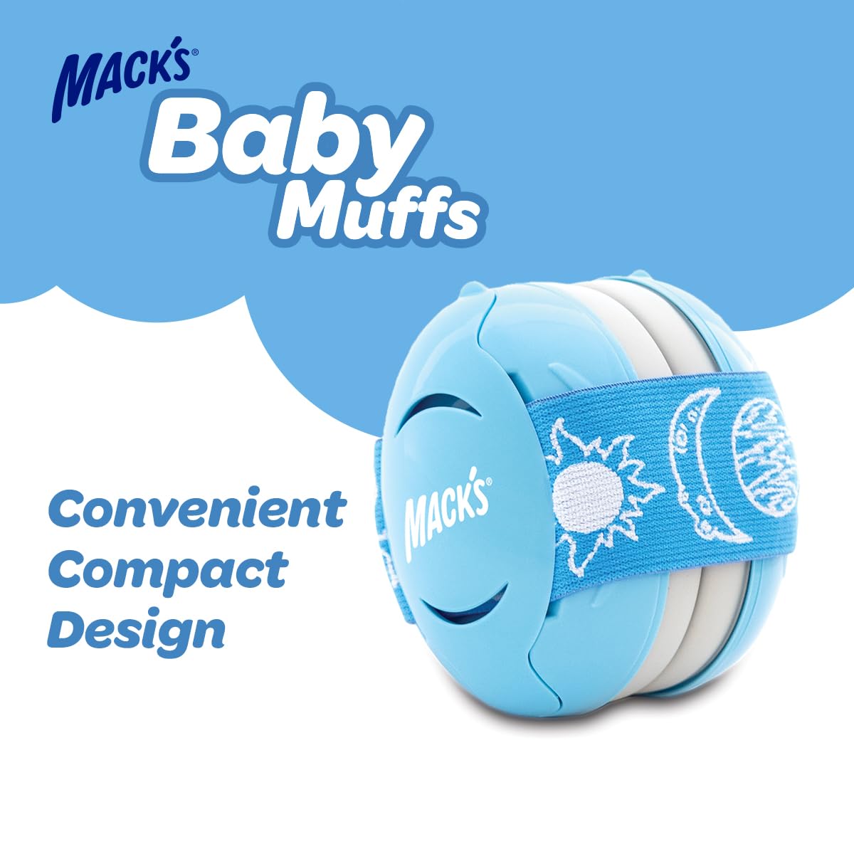 Mack's Baby Muffs blue design highlights child-friendly style and comfort.