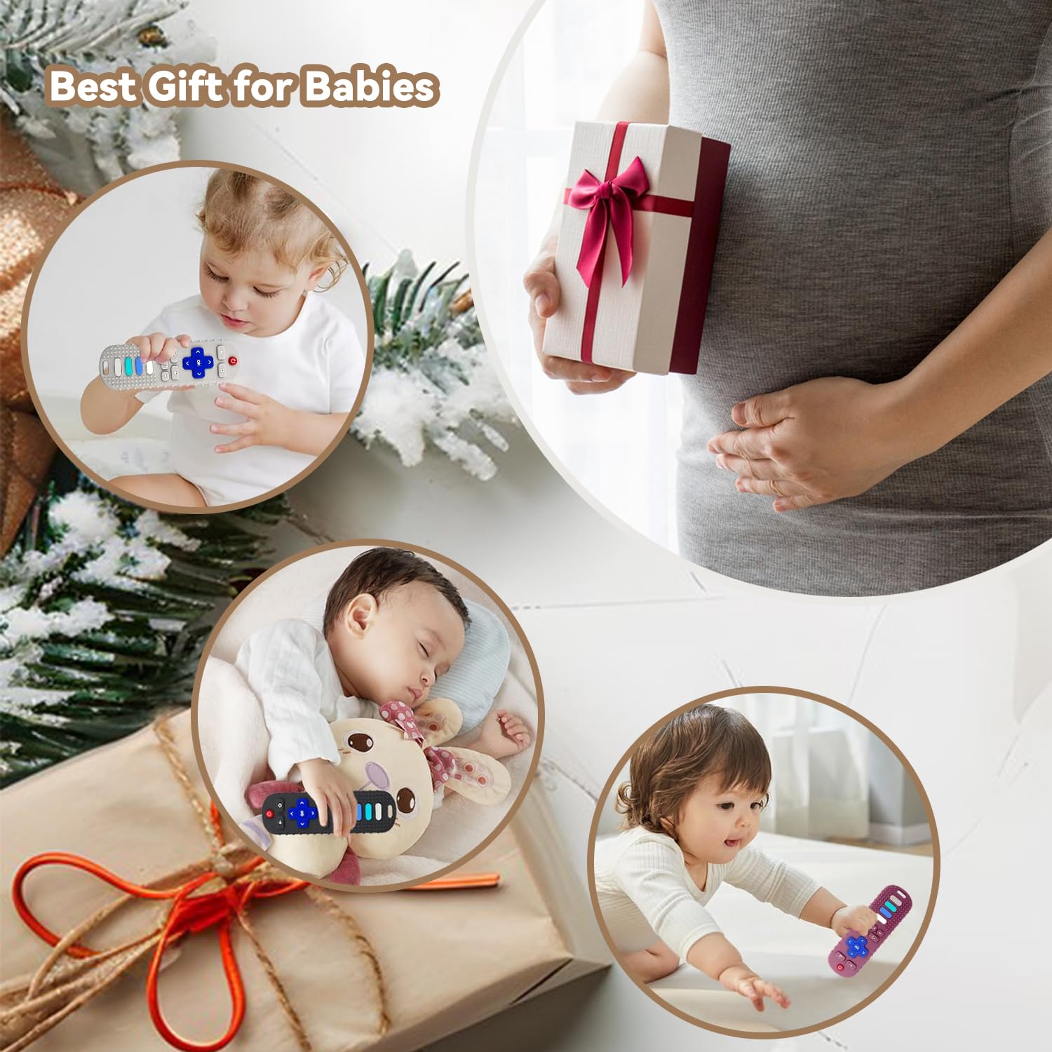 MACLUD silicone remote teether with soft surface for soothing gums.