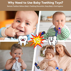 MACLUD teether remote trio blue, colorful sensory toy for teething play.