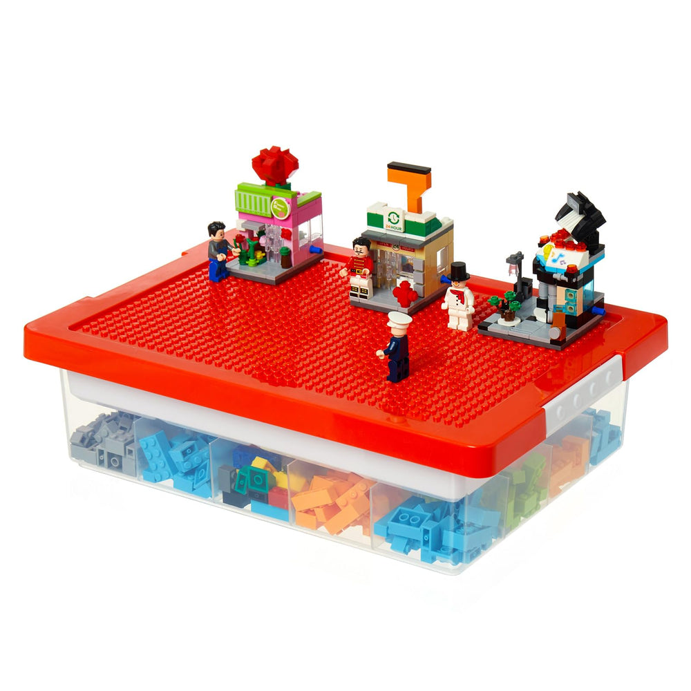 MACOPRO toy storage box with baseplate lid for stable LEGO builds