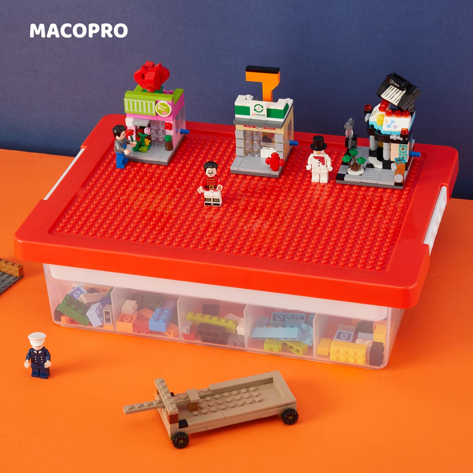 MACOPRO stackable clear storage box with readable contents