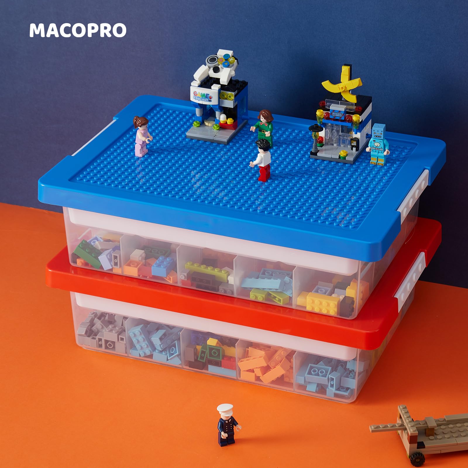 MACOPRO organizer closeup of 30 compartments for tidy bricks