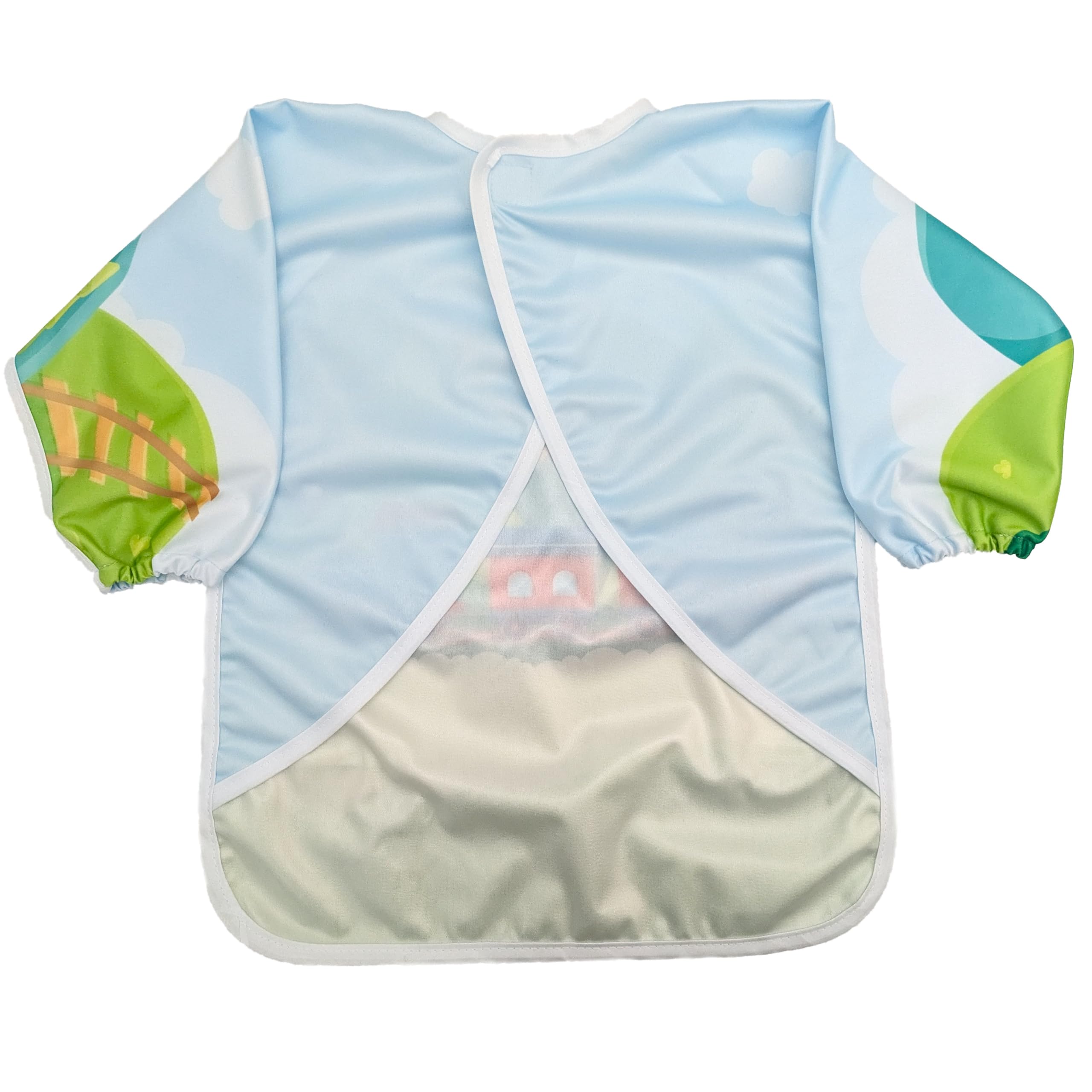 Madrona Train Bib in action helps minimize laundry after meals