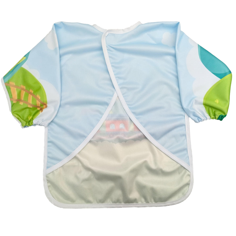 Madrona Train Bib in action helps minimize laundry after meals