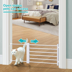 Maerd dog gate with built-in door for pet access.