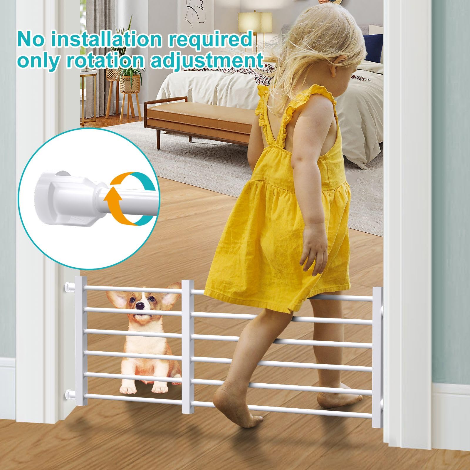 Maerd gate on stairs indoors helps control small pets safely.