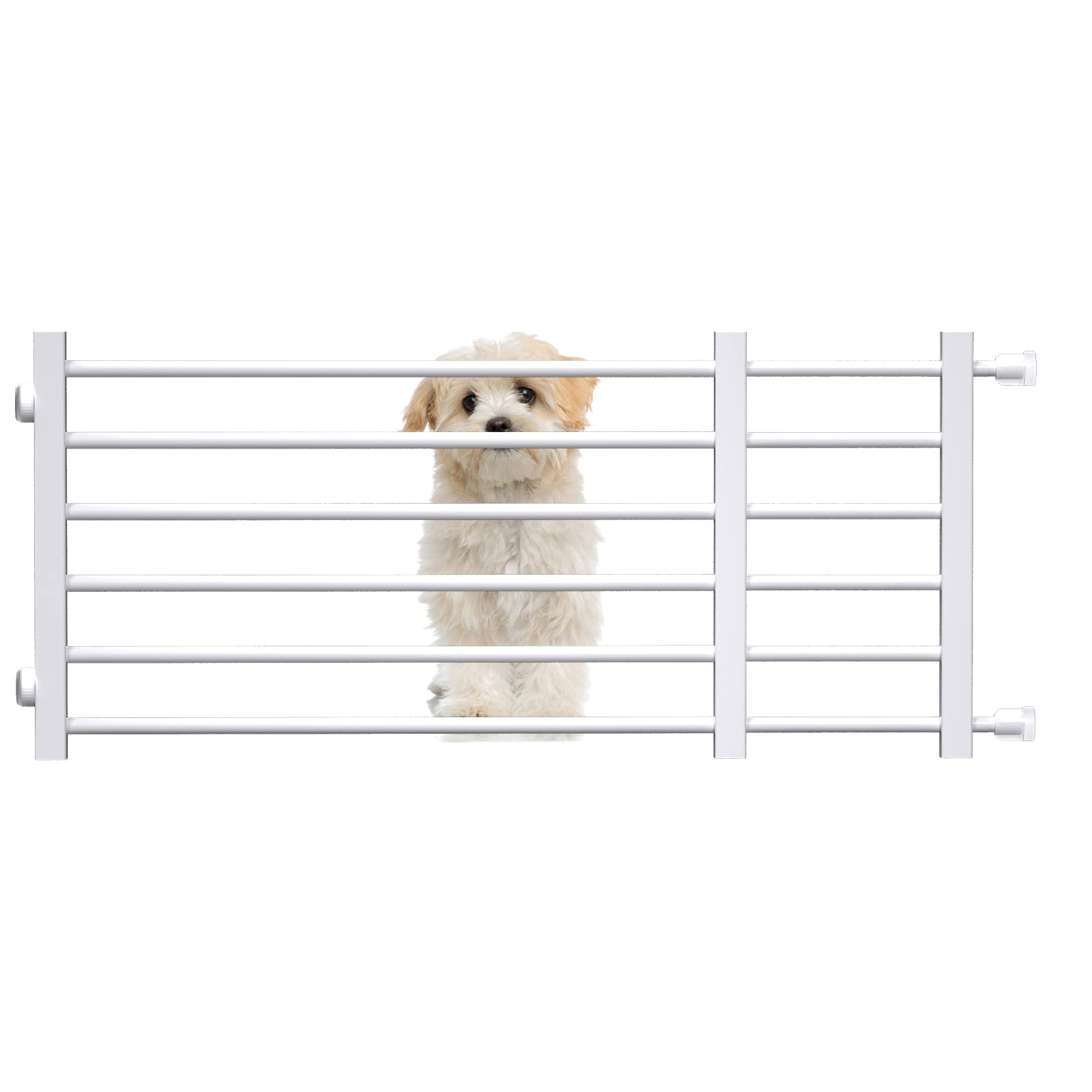 Maerd short dog gate doorway, compact white design for small spaces.