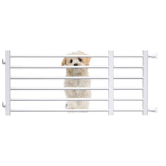 Maerd short dog gate doorway, compact white design for small spaces.