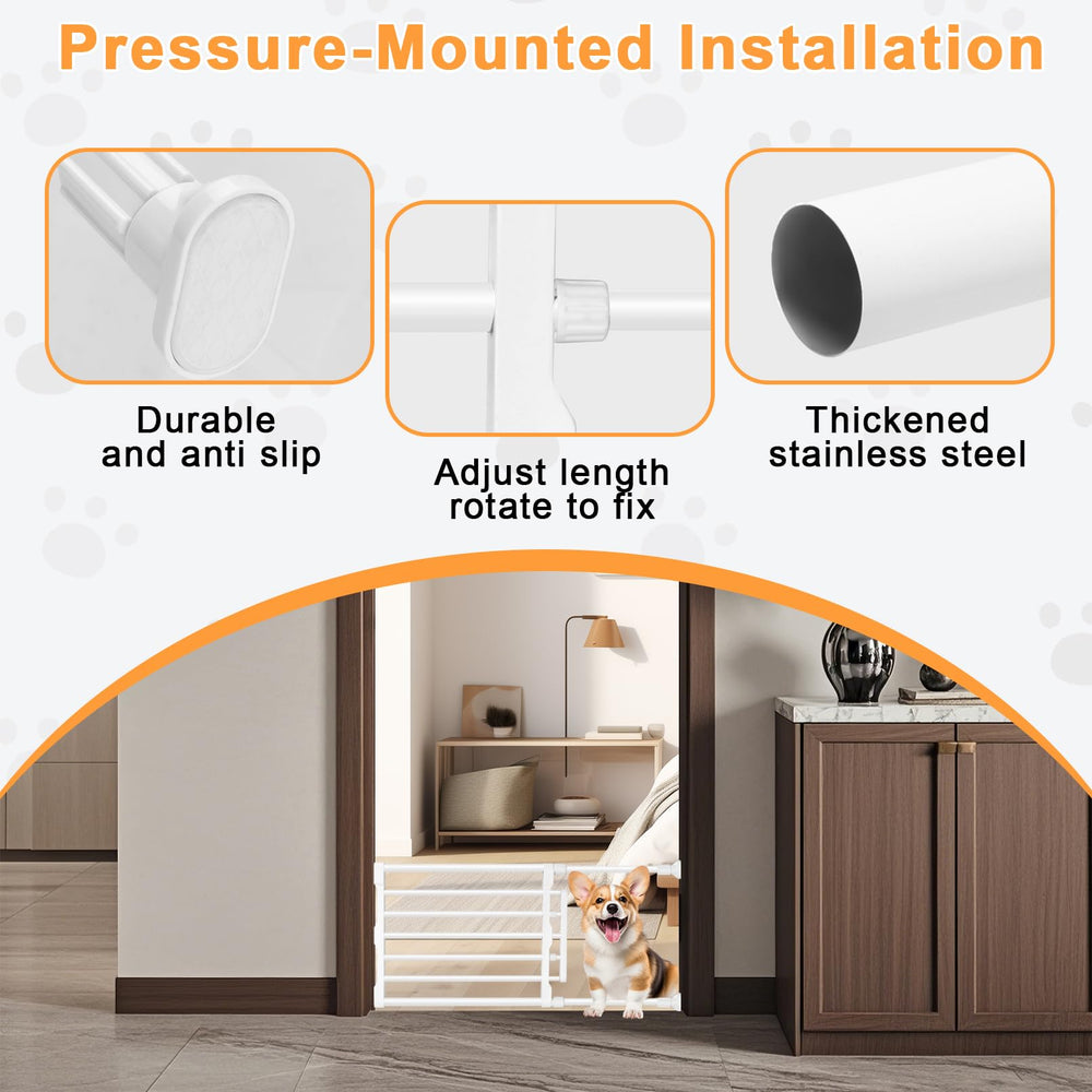 Maerd step-over dog gate with built-in door, easy pet passage.