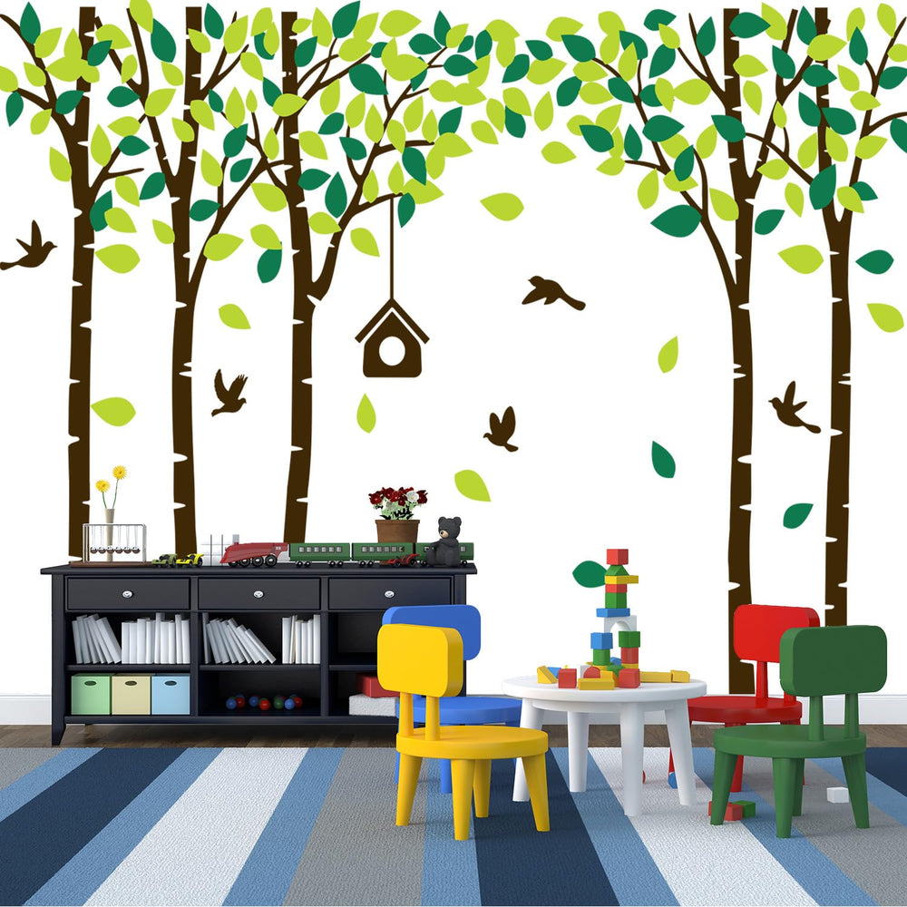 MAFENT giant jungle tree decal with birch trunk adds a bold, removable wall accent.