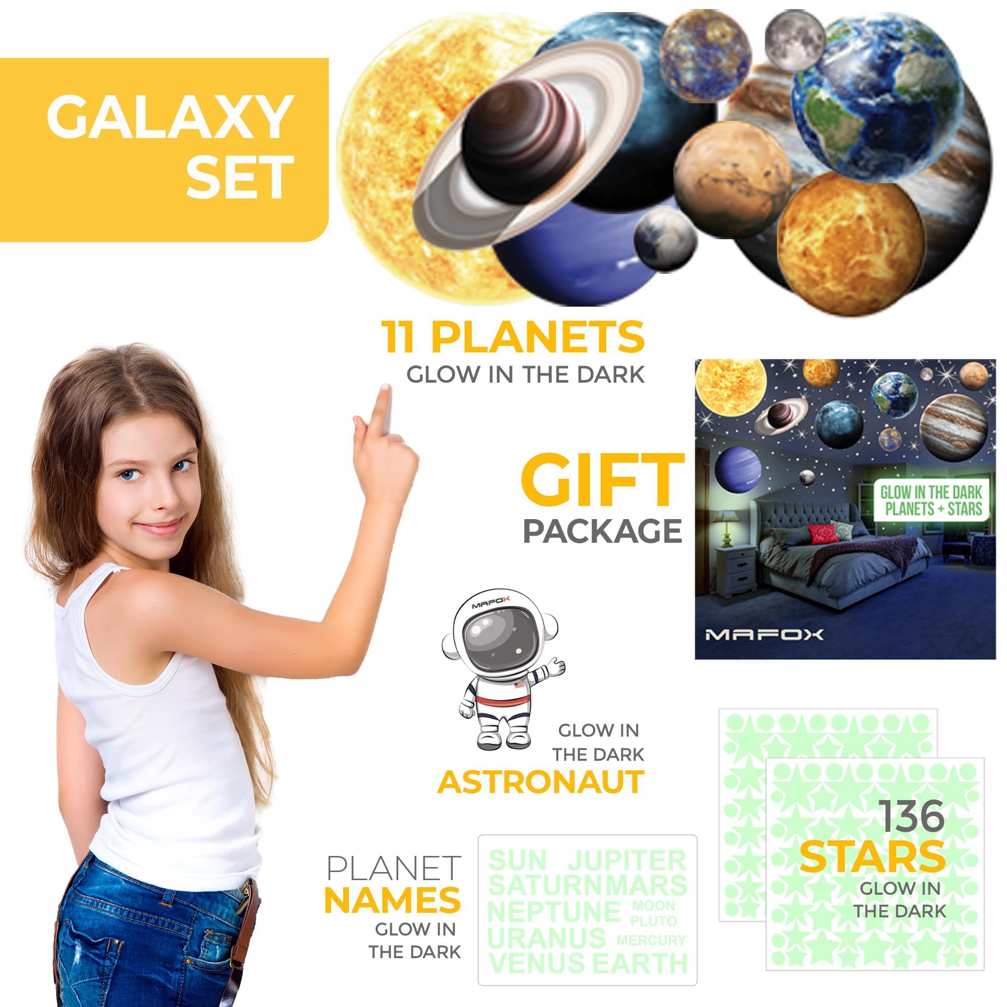 MAFOX Multicolor space decals turn bedrooms into a magical galaxy.