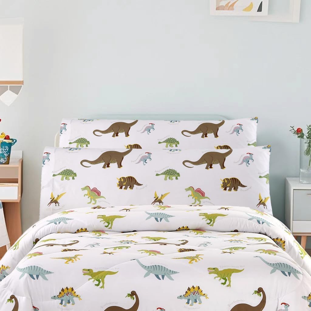 MAG dinosaur pillowcase features strong stitching to reduce wear and fading