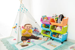MAGDESIGNER portable toy chest on wheels moves anywhere.