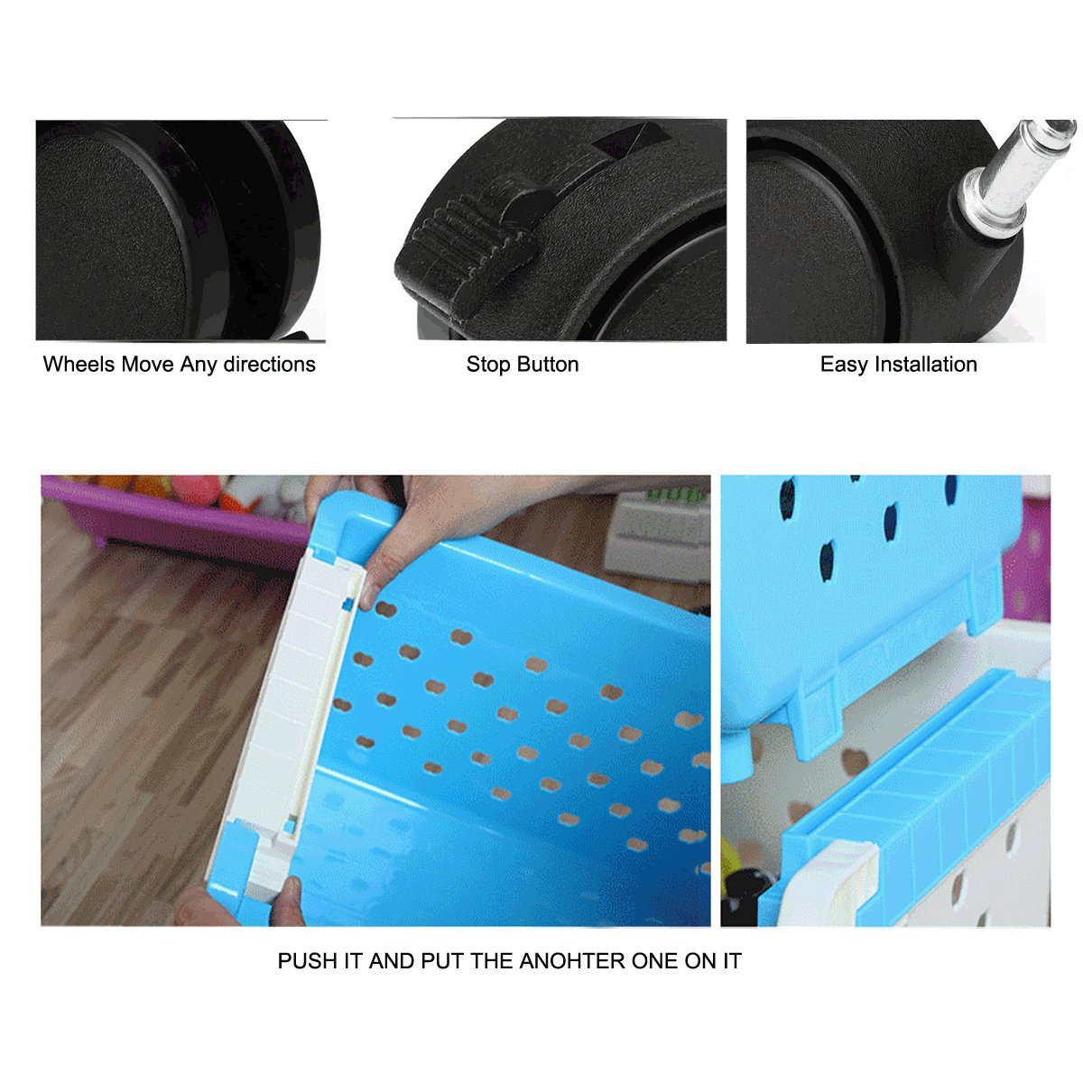 MAGDESIGNER stackable toy baskets simplify cleanup after playtime.