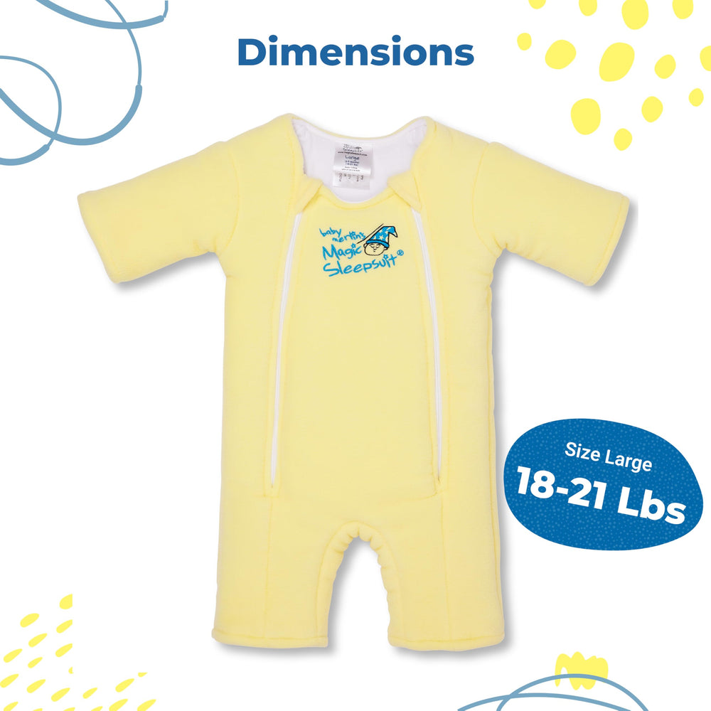 Magic Sleepsuit Yellow small zipper detail enabling quick diaper changes.