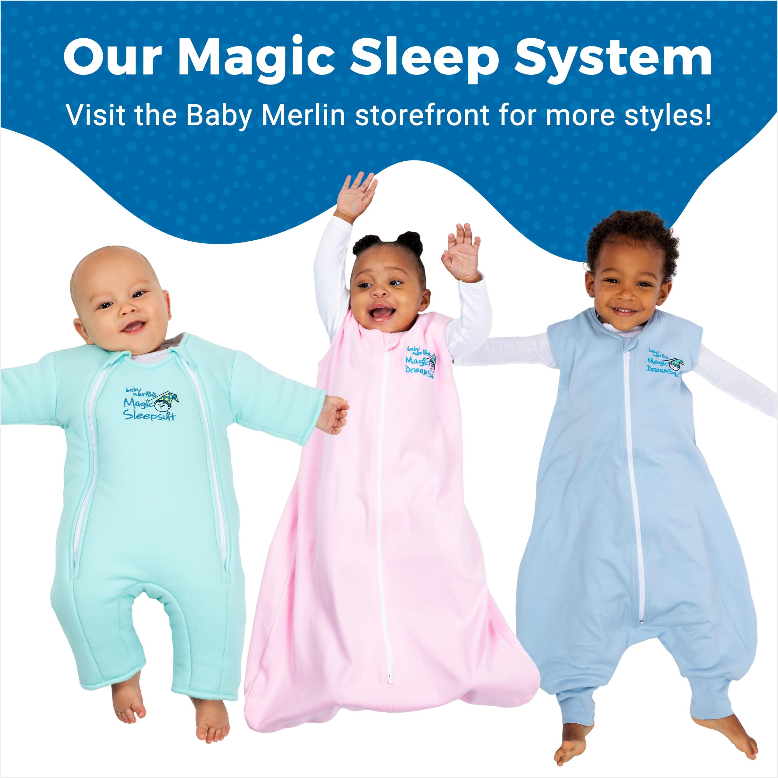 Brand label on Magic Sleepsuit Merlin’s Microfleece blue reinforces trusted quality
