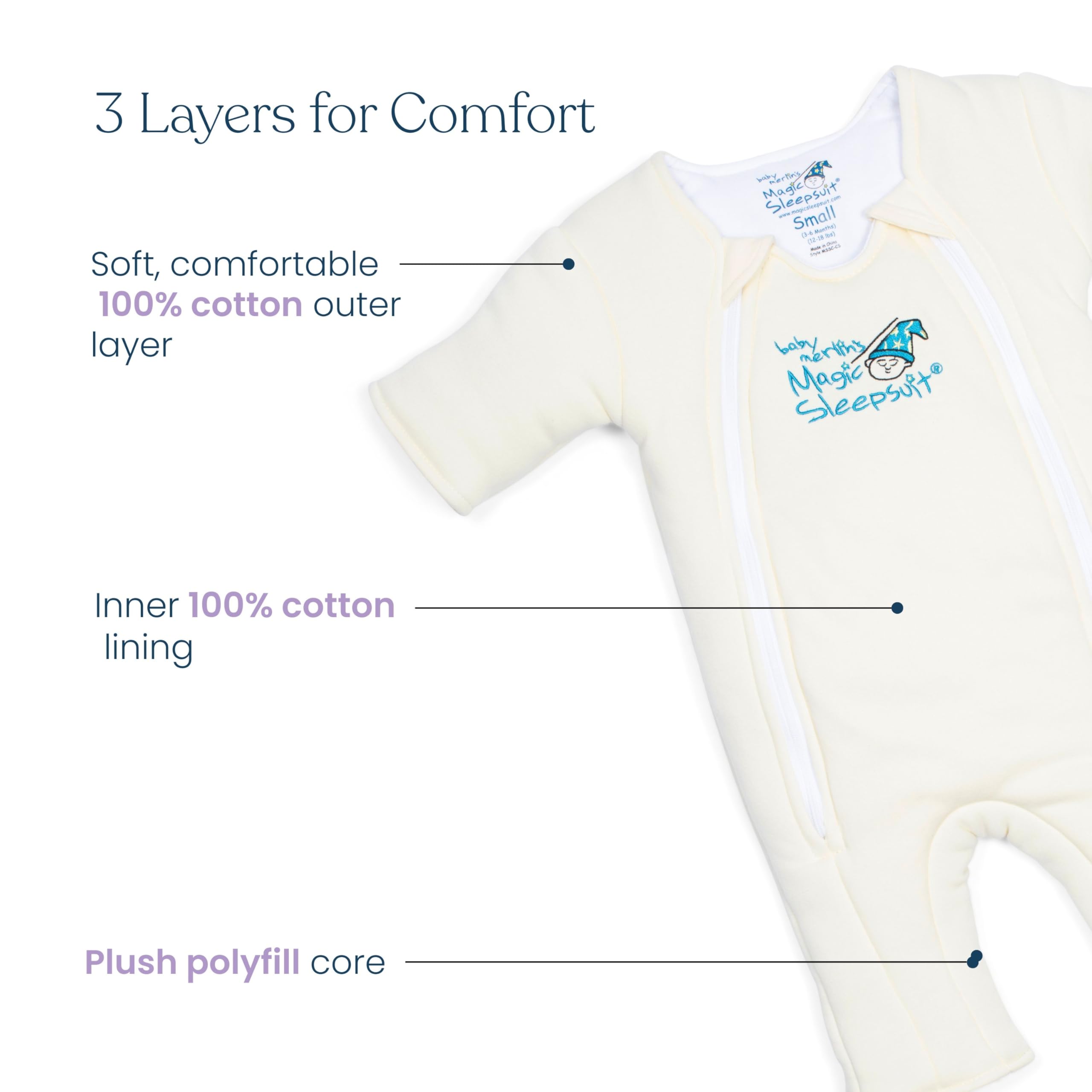 Magic Sleepsuit back sleeping in bare crib setup