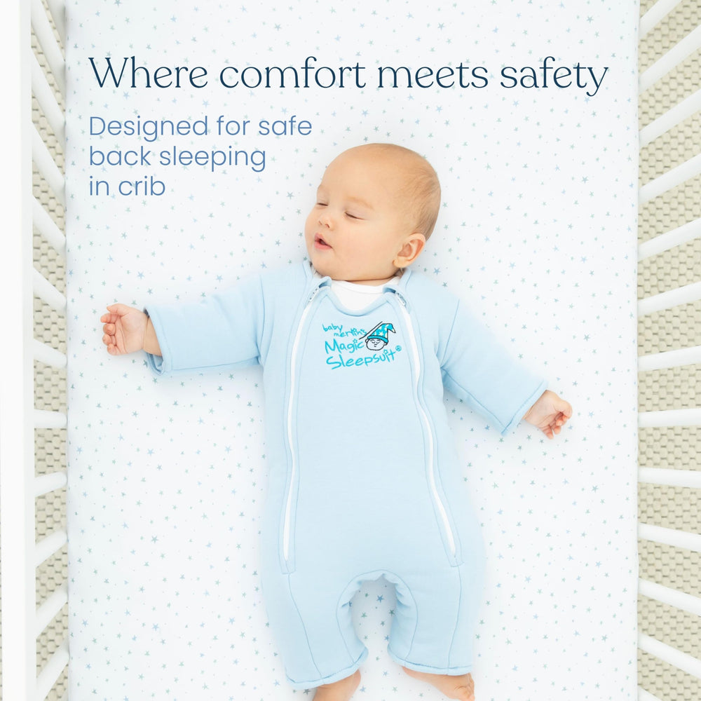 Magic Sleepsuit Merlin's cotton transition aids swaddle-out by providing a contained, cozy feel.
