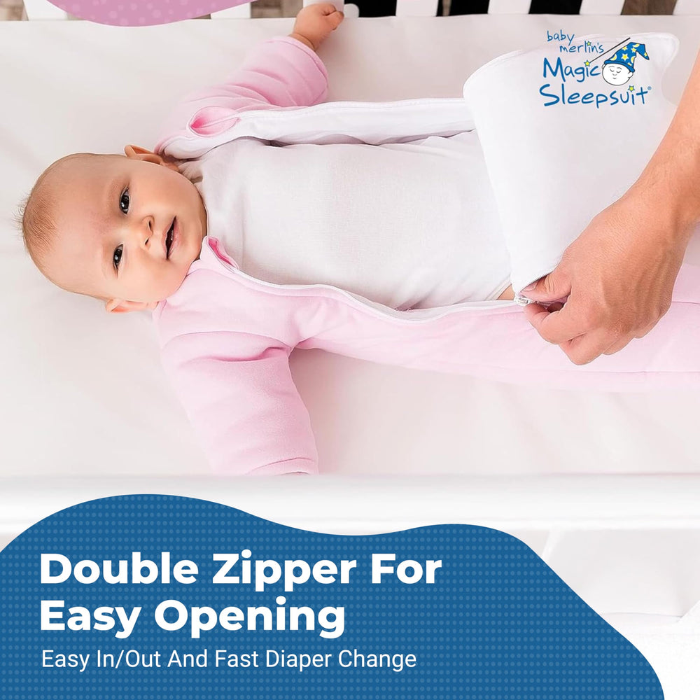 Magic Sleepsuit cotton inner layer feels soft against baby's skin for safe sleep.