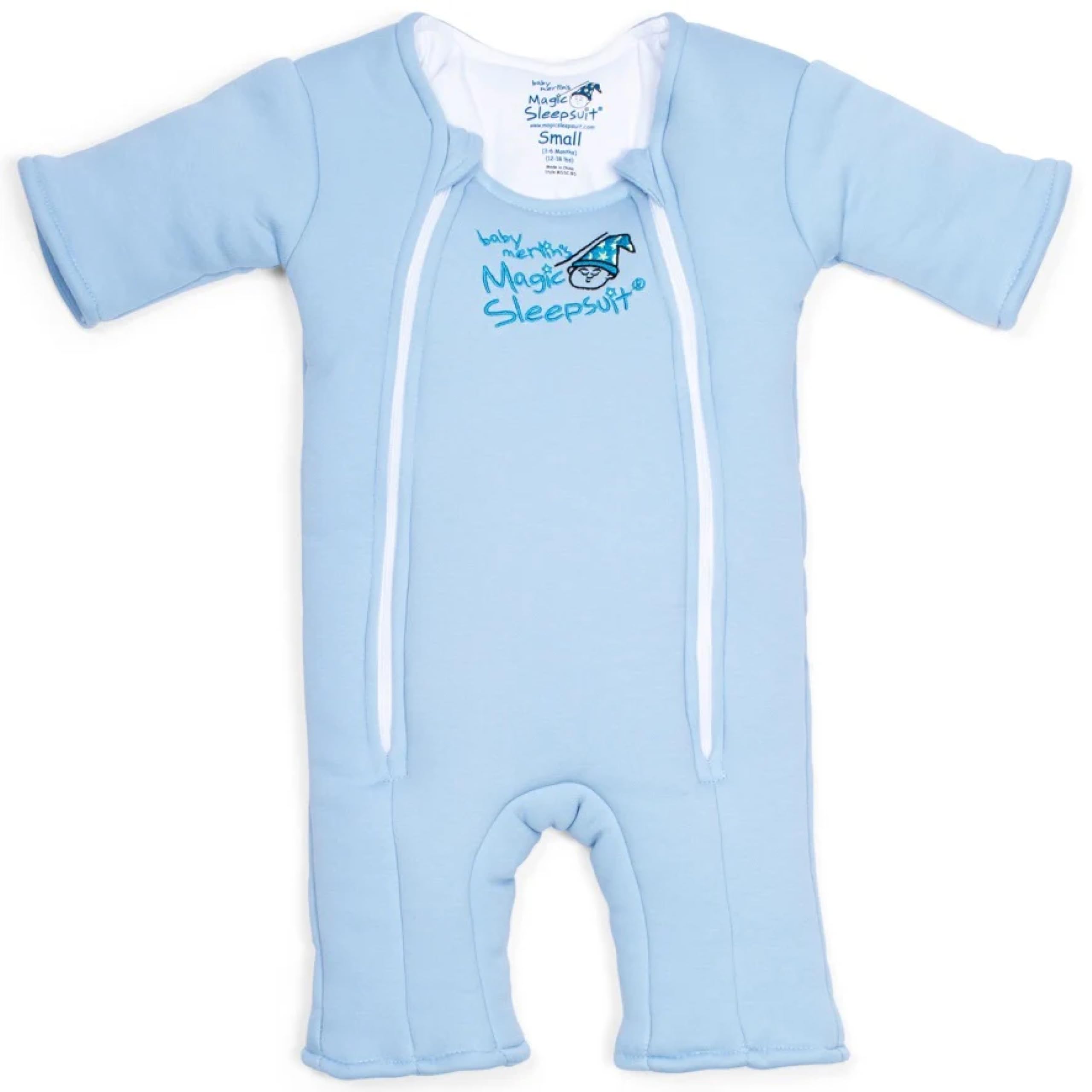 Magic Sleepsuit Merlin's Cotton Swaddle Transition front view offers cozy, secure fit for calmer naps.