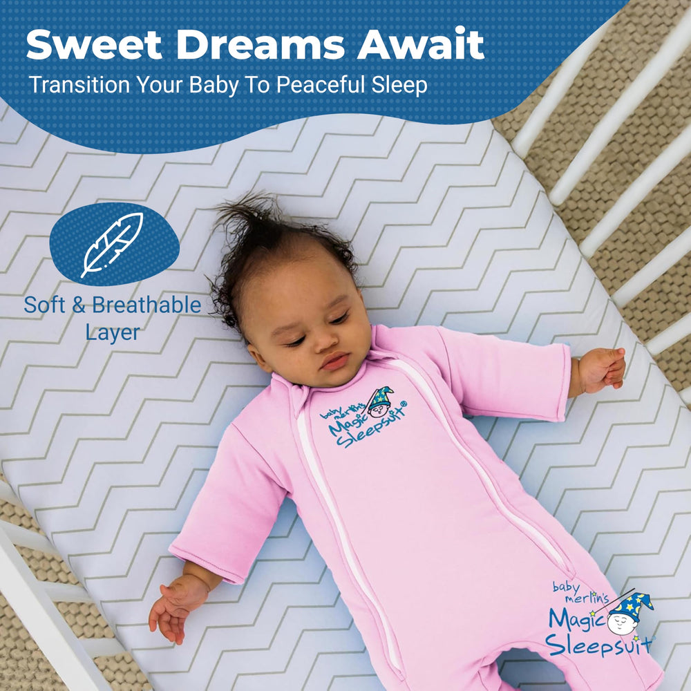 Magic Sleepsuit double-zipper diaper-change access for easier bedtime adjustments.