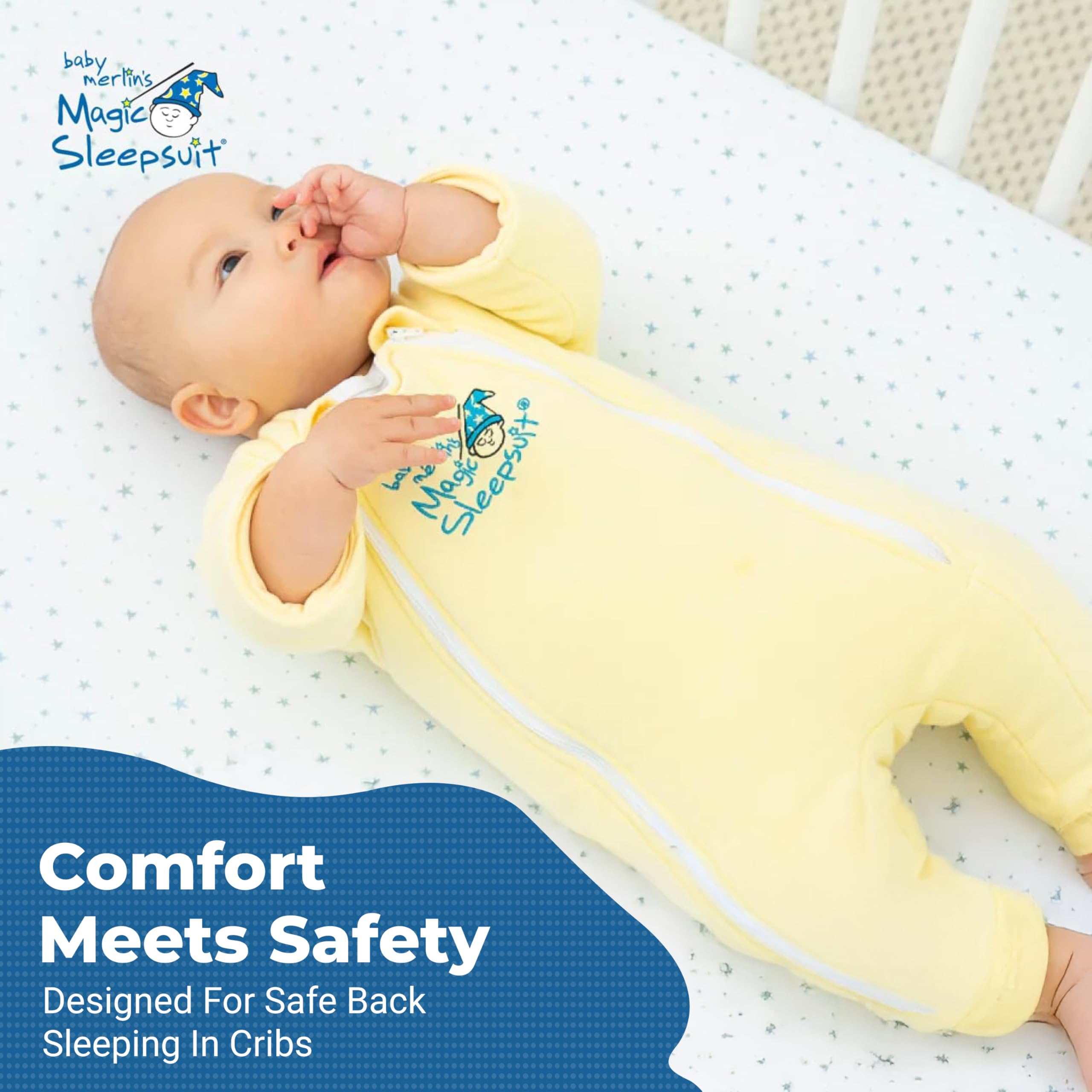 Magic Sleepsuit legged design supports growth and movement through transition.