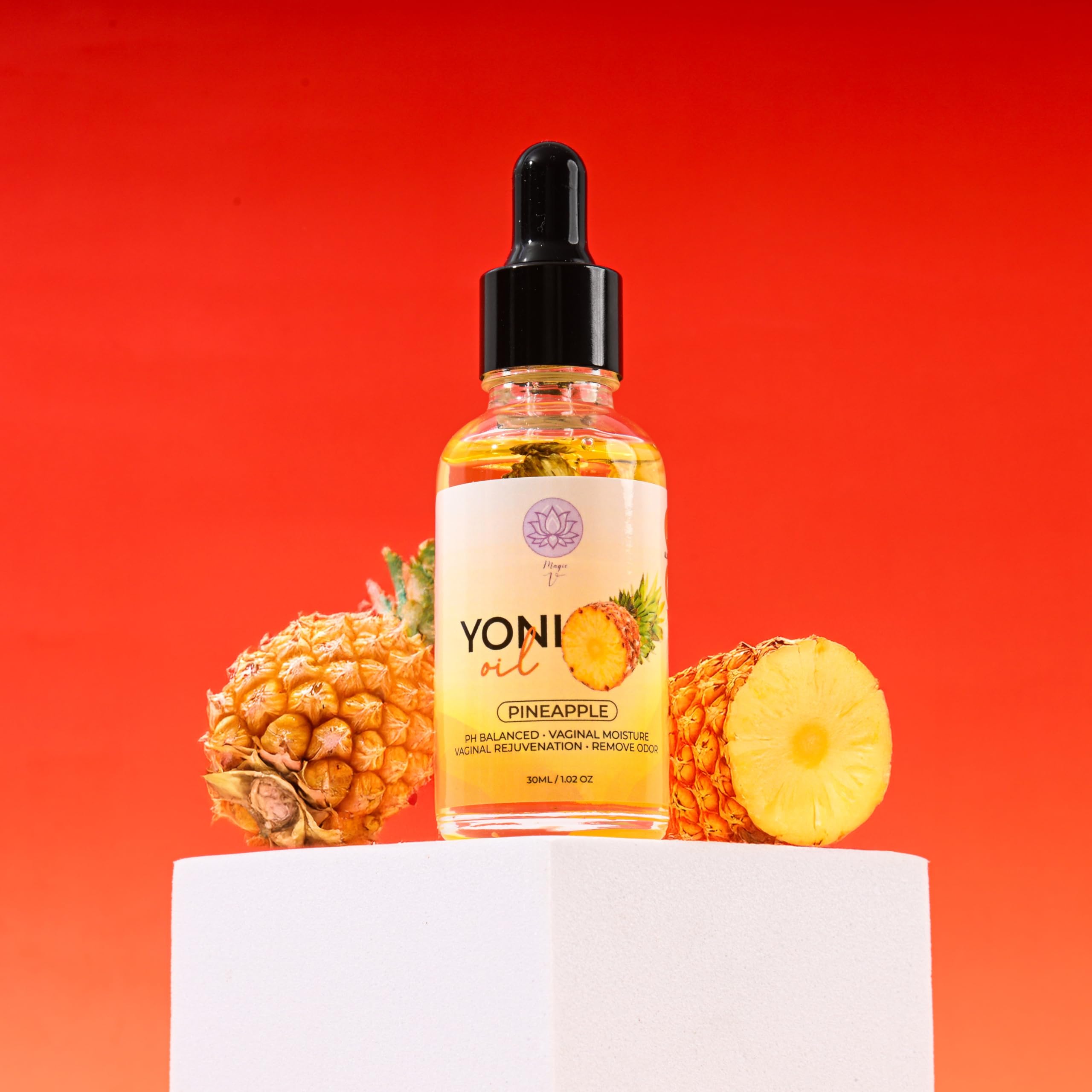 Applying Magic V Steam Yoni Oil on intimate skin for moisture