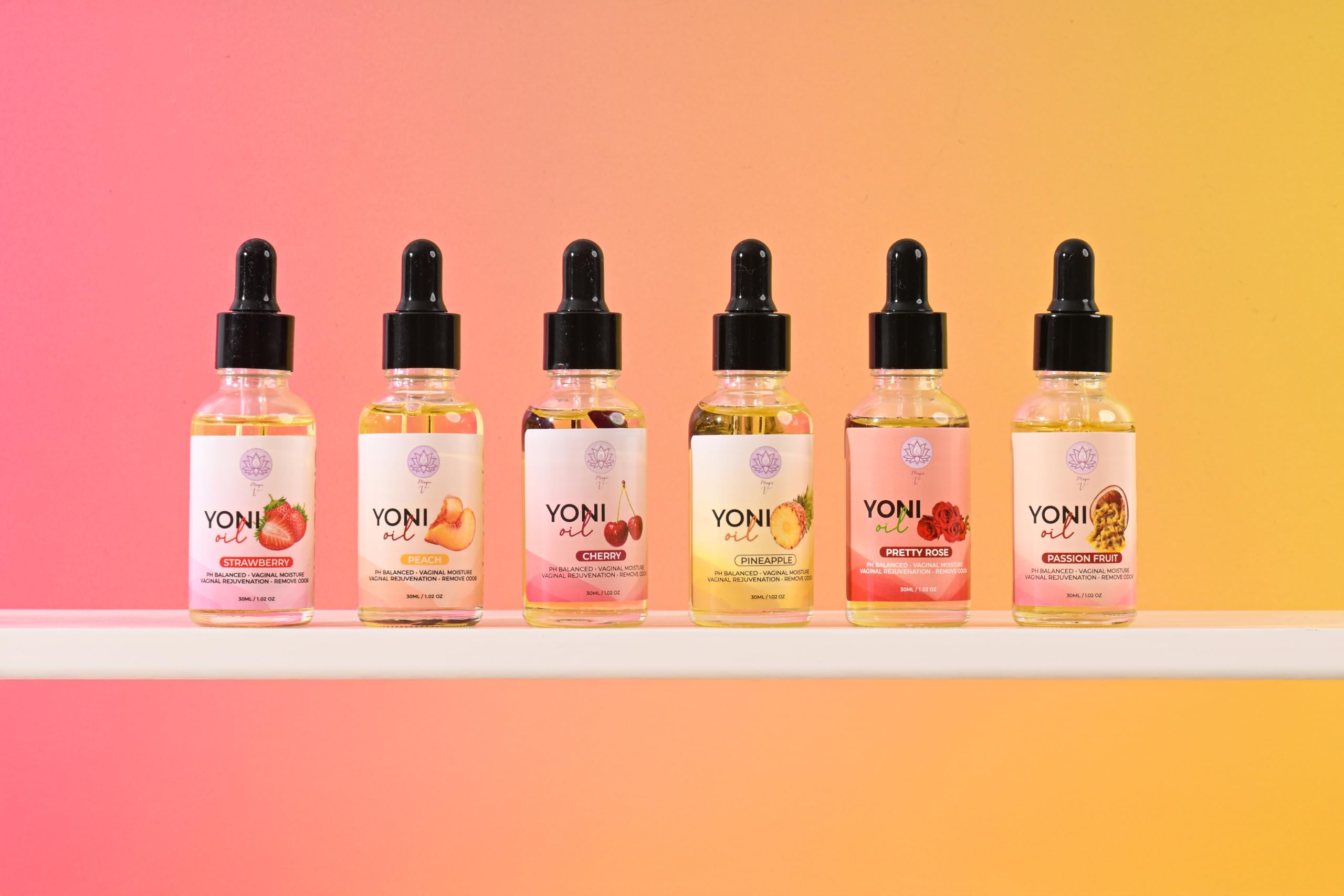 Magic V Steam Yoni Oil aroma-filled bottle emphasizes refreshing fragrance.