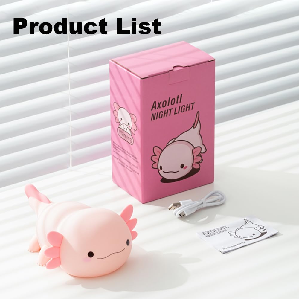 Magical JD Axolotl Night Light portable design for travel and nursery use.