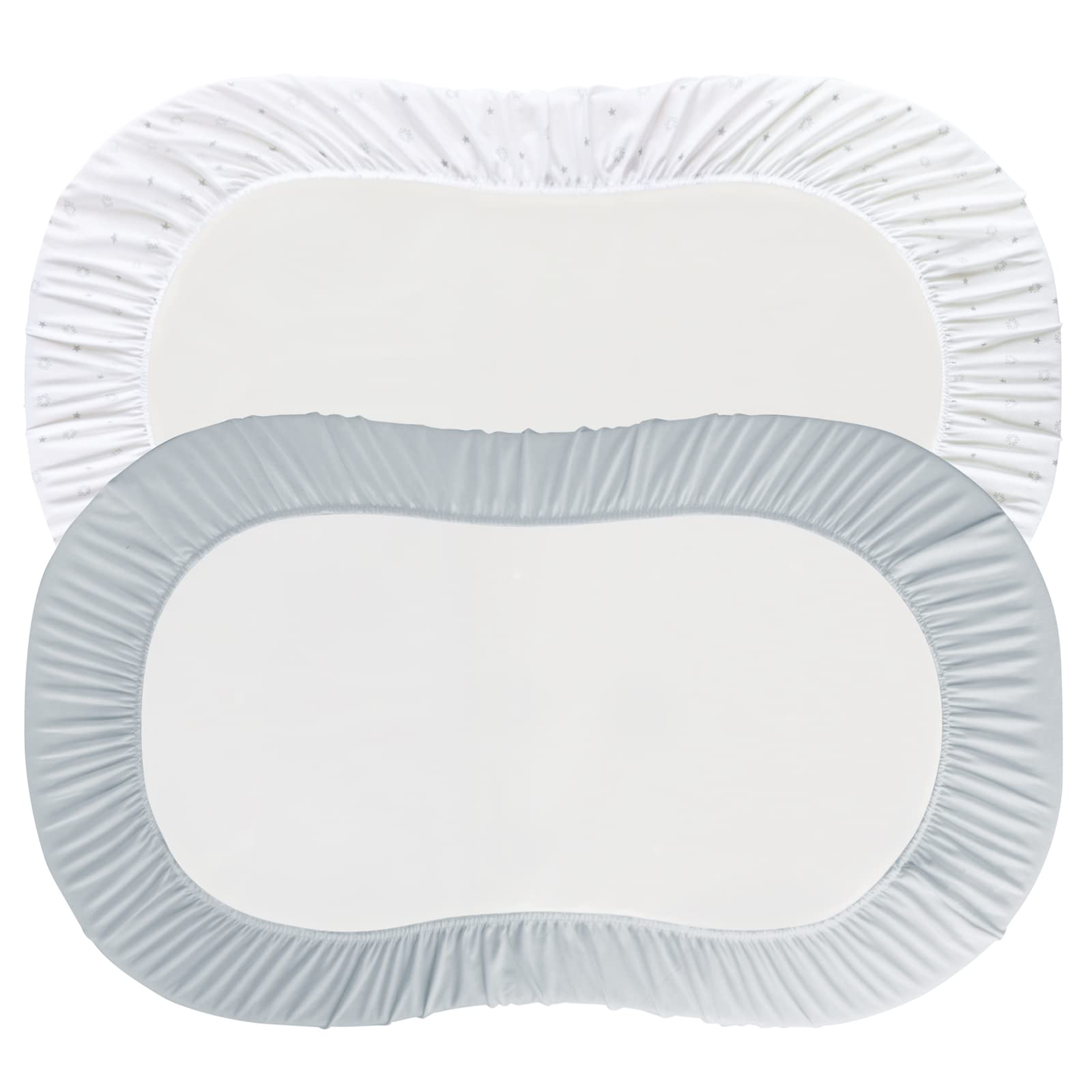 Elastic band closeup showing snug fit on bassinet mattress by Magik & Kover