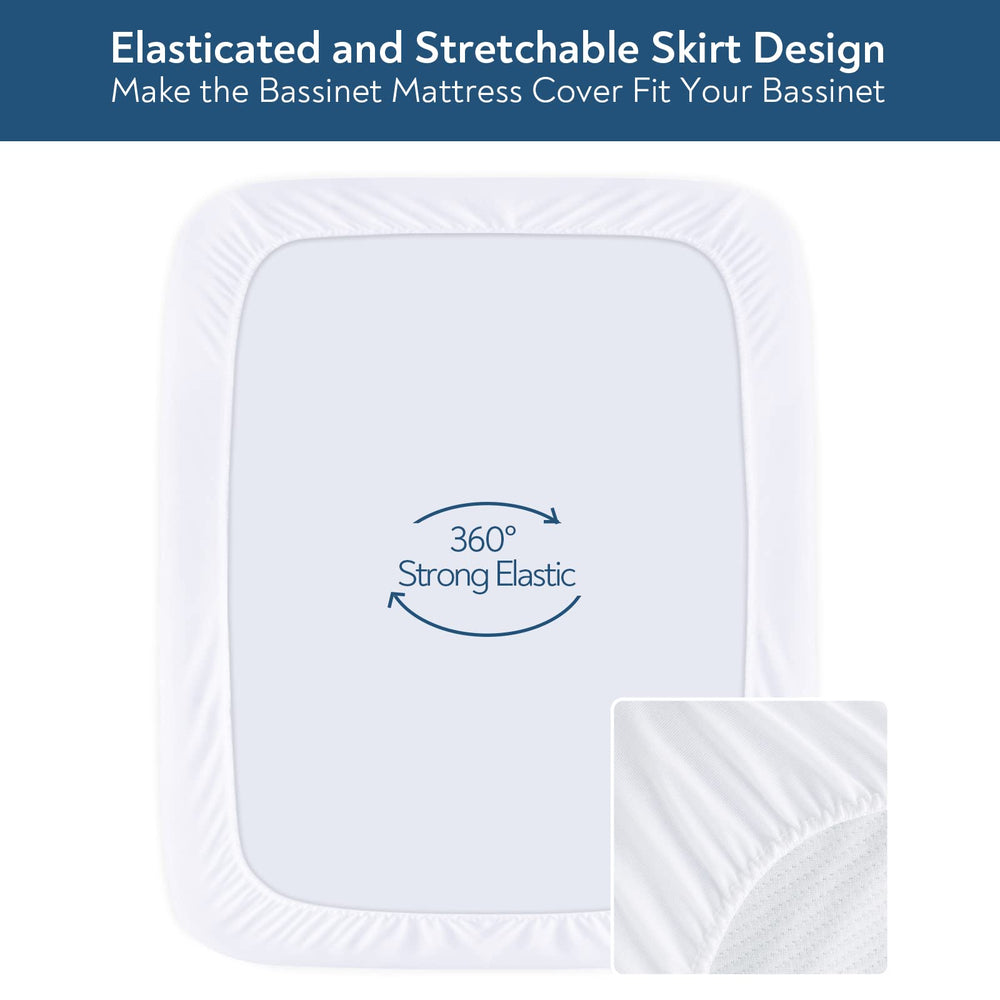 Magik & Kover machine-washable bassinet cover simplifies cleanup.