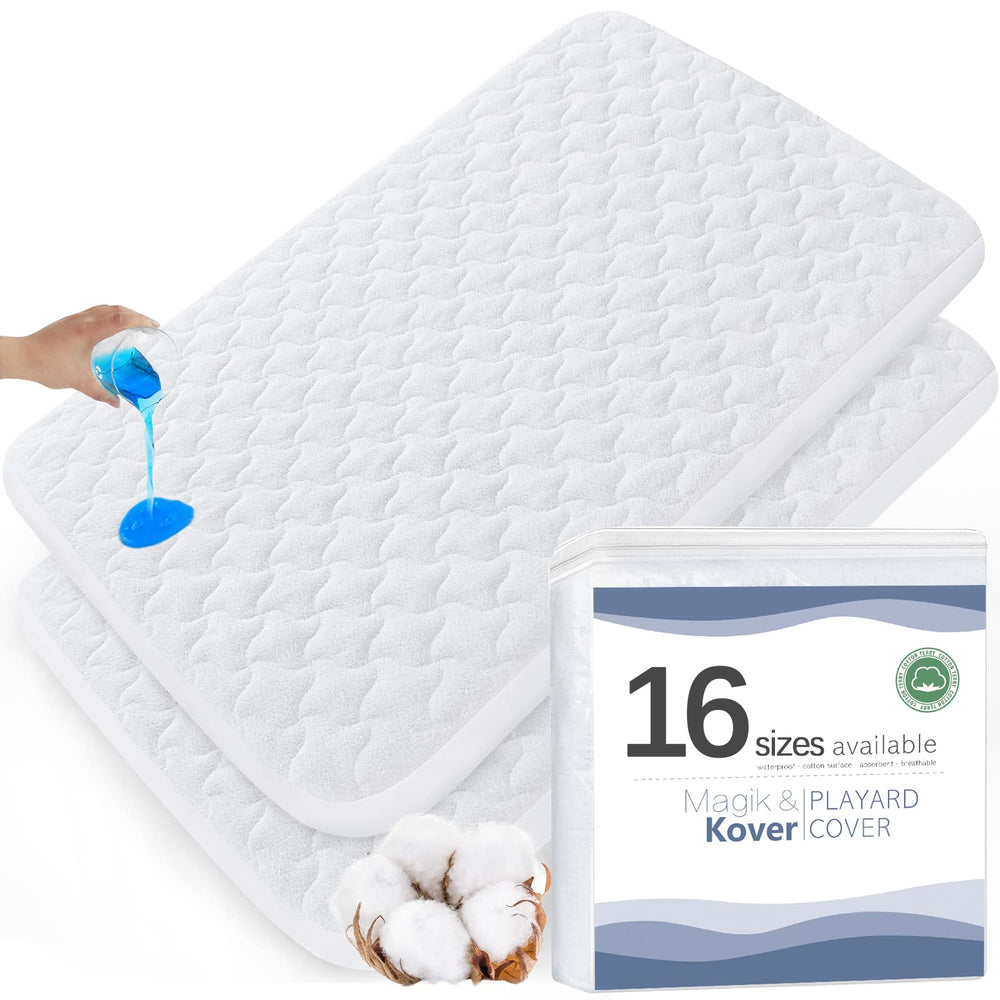 Magik Kover mini crib mattress cover 24x38 provides a secure, flat sleep surface.