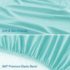 Magik & Kover two-pack fitted sheets provide quick changes and secure 360-degree coverage.