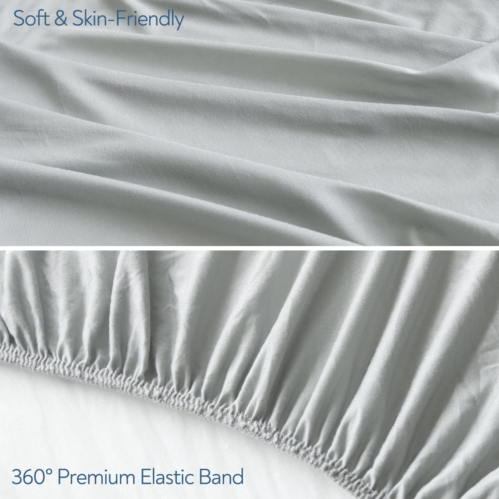 Magik & Kover grey stretch sheets texture closeup reveals soft microfiber feel
