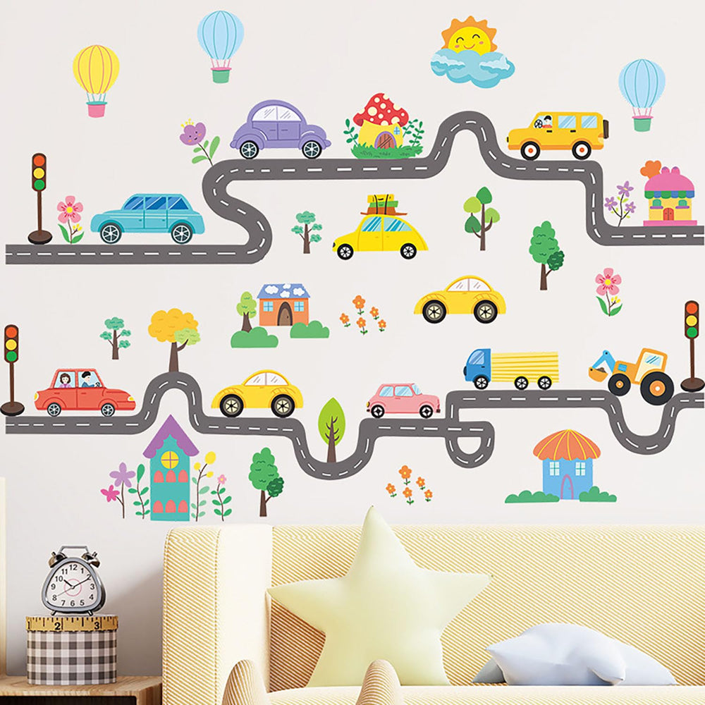 MagiMural cartoon vehicles wall decal brings bright, durable decor to a child's space.