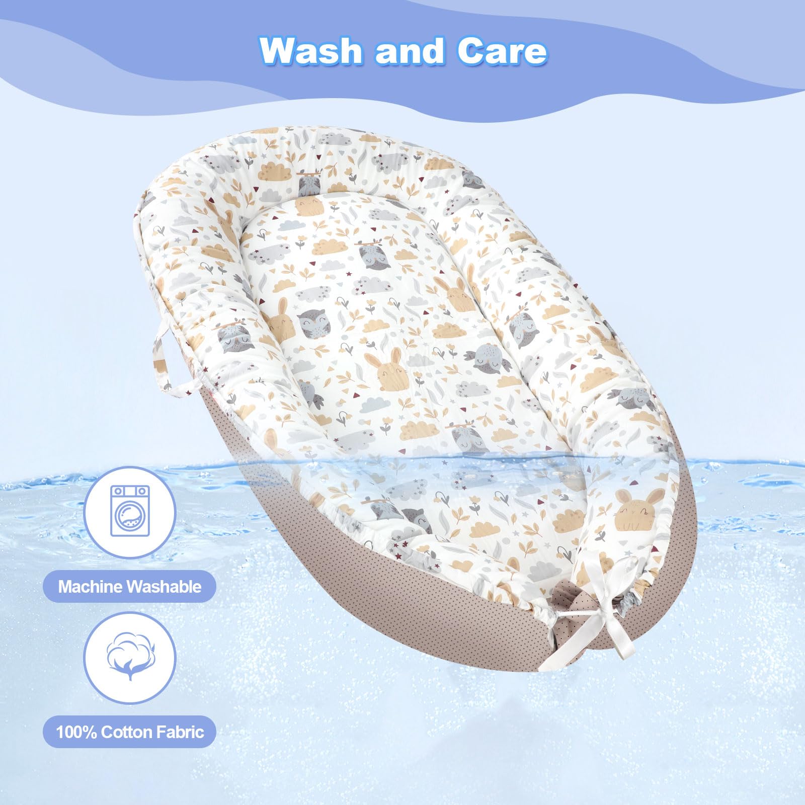 MAGINP baby lounger for supervised floor-time on flat surfaces.