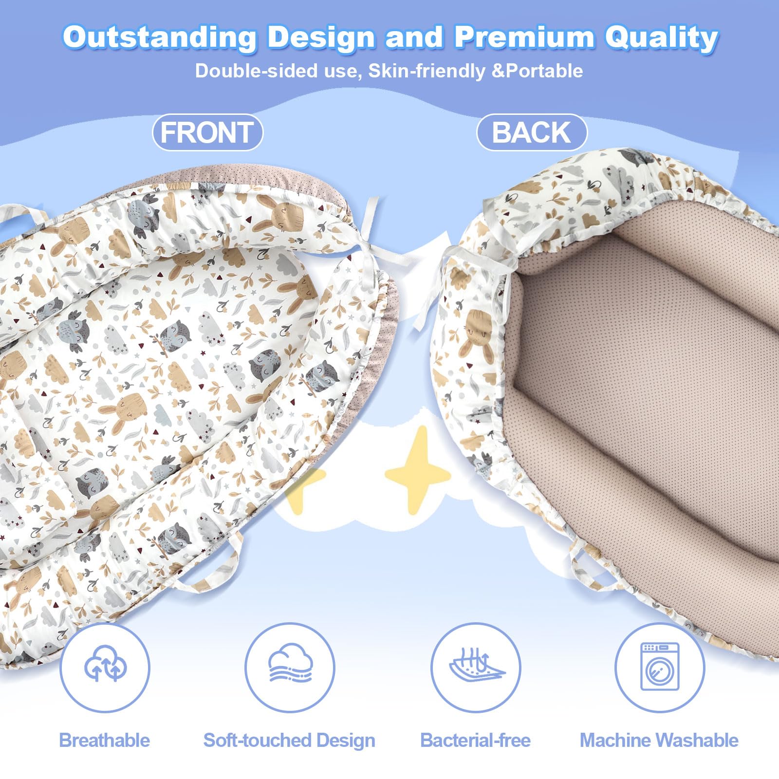 MAGINP reversible cover with two-way zipper for easy washing.