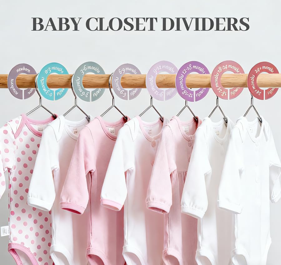 MAGITWAY baby closet dividers 8-pack keeps NB to 24M organized at a glance.