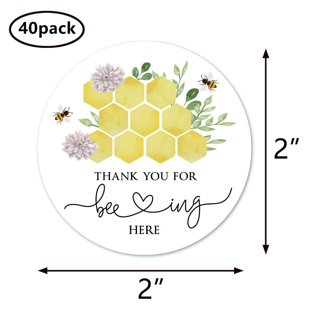 MAGJUCHE Bee Thank You blue round 2-inch sticker brightens invitations and envelopes.