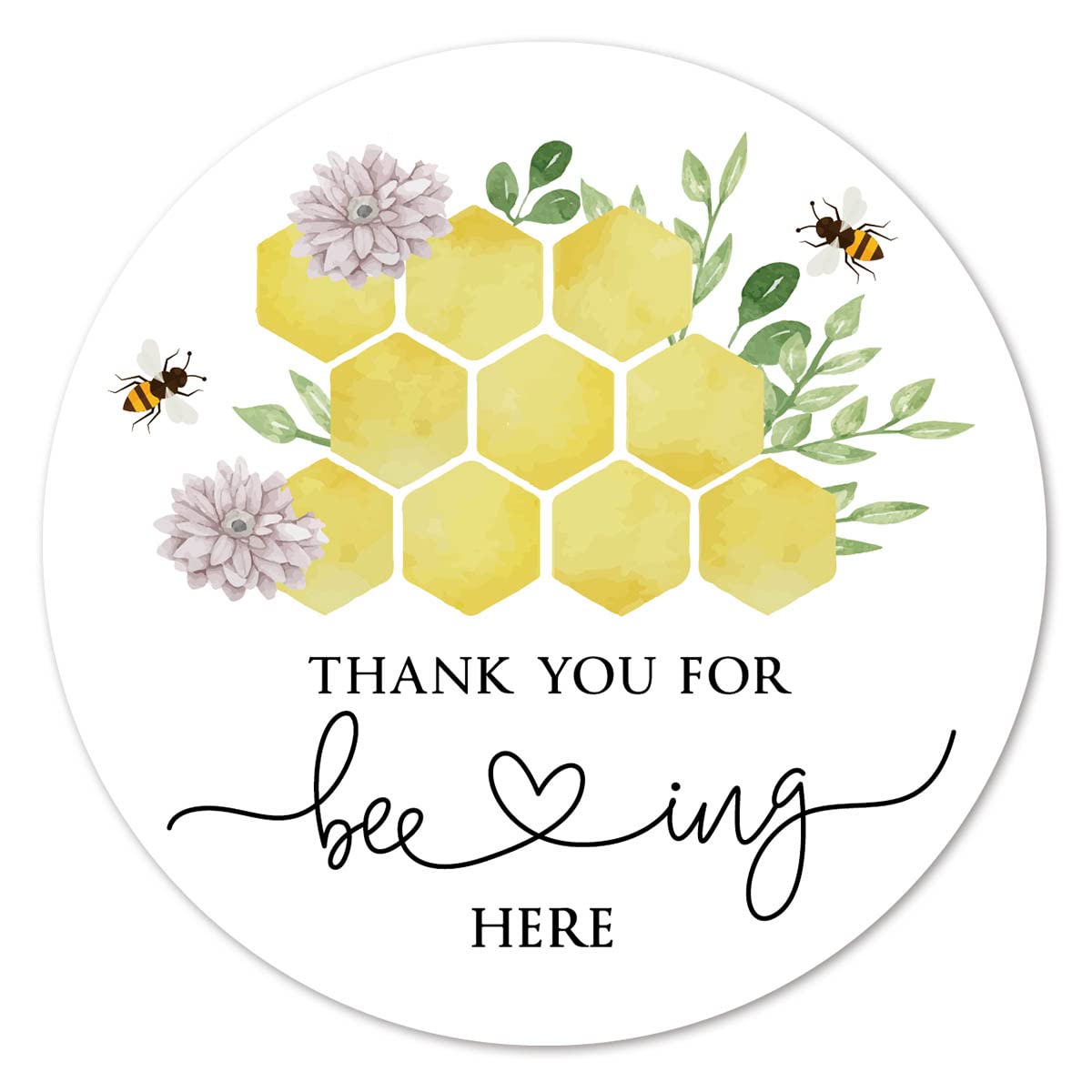 MAGJUCHE Bee Thank You pink round 2-inch sticker for party favors and envelopes.