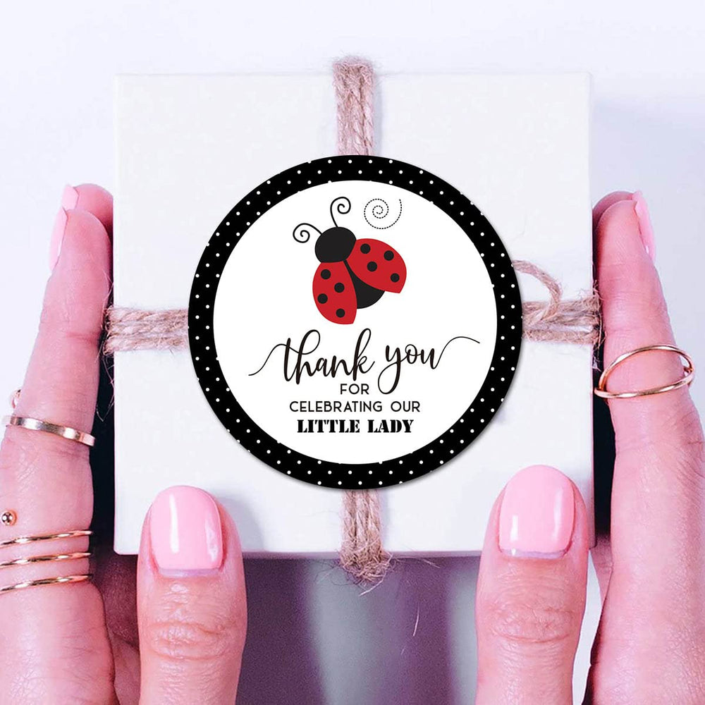 MAGJUCHE 2 inch ladybug thank you stickers ideal for baby shower invitations.