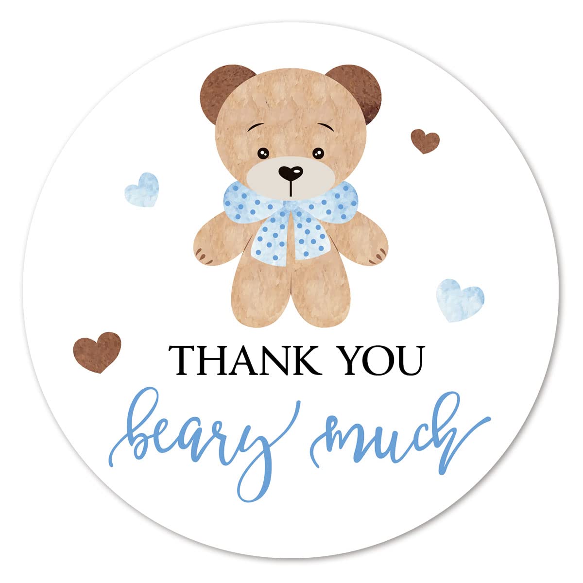 MAGJUCHE blue bear stickers 2in round for party favors and thank-you notes