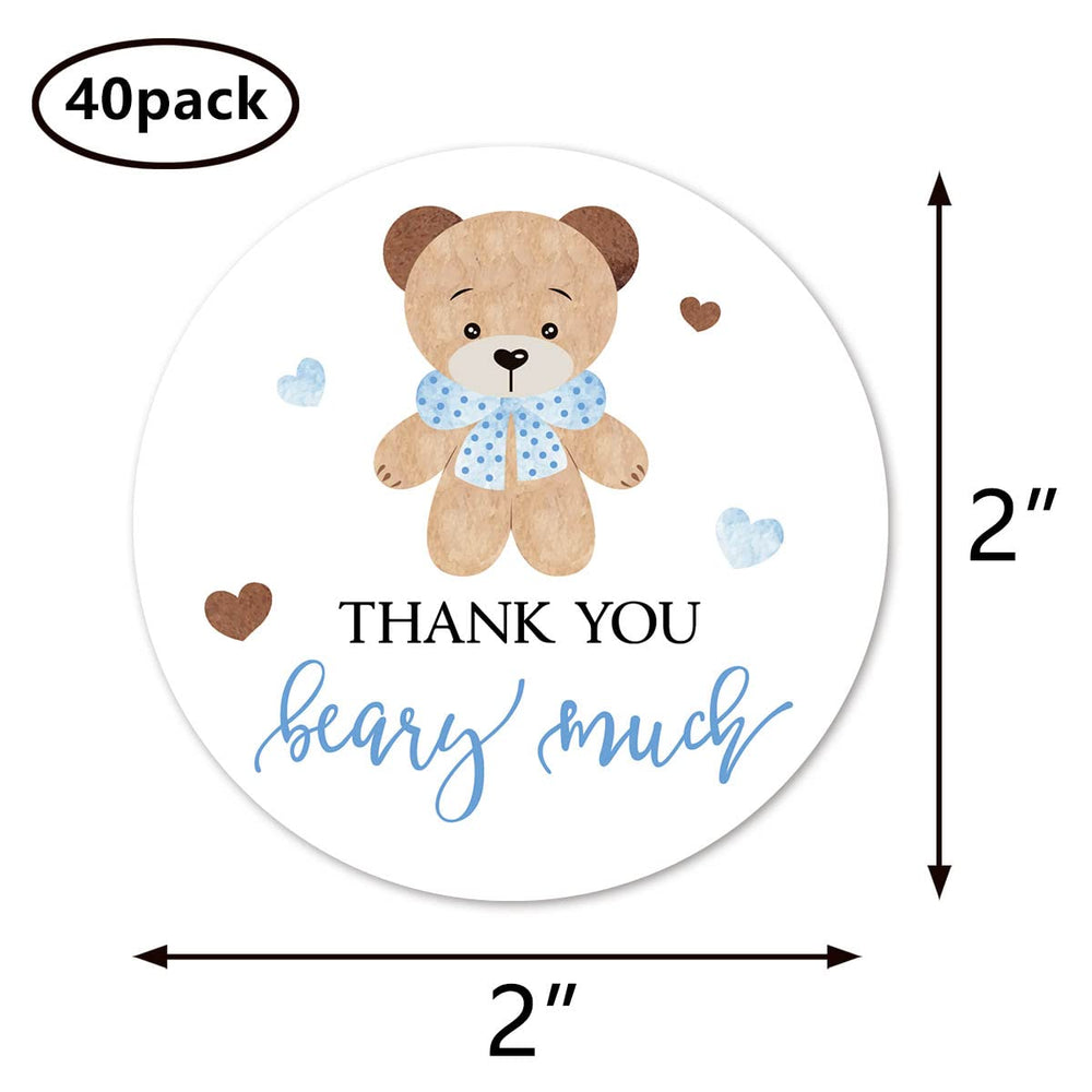MAGJUCHE blue bear stickers 2in round add cute flair to baby showers
