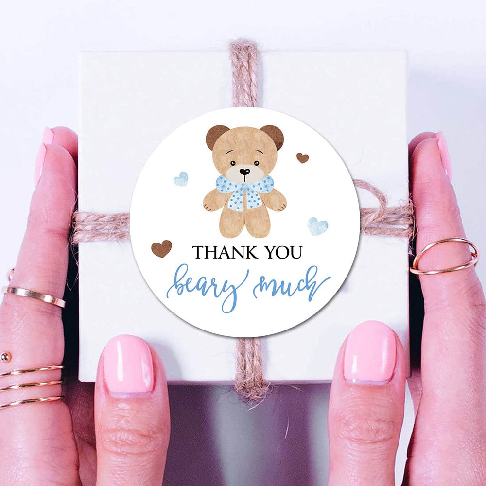 MAGJUCHE blue bear stickers 2in round perfect for popcorn bags and party decor