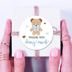 MAGJUCHE blue bear stickers 2in round perfect for popcorn bags and party decor