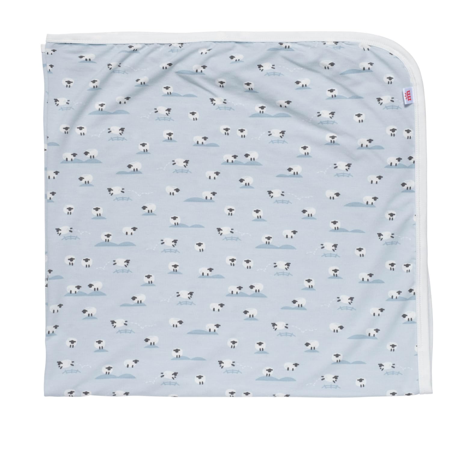 Magnetic Me modal soothing swaddle blanket in Baa Baa Baby Blue for silky softness and cozy snuggles