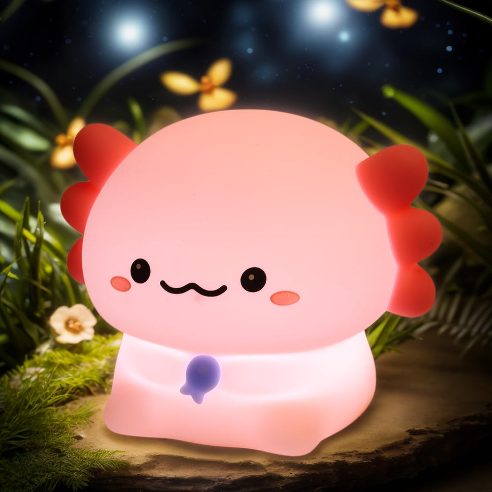 MAGOHMT Axolotl night light with a 3-level dimmer for bedtime glow.